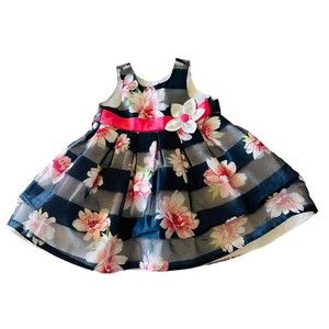 Jona Michelle Formal Dress Girl 18M Navy and Pink Floral Dress